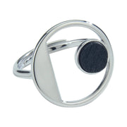 Anillo adaptable de plata con madera de palmera